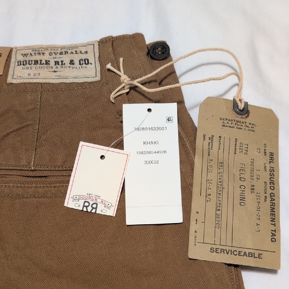 Ralph Lauren Double RL Brown Chinos Straight-Leg Cotton - Picture 2 of 13